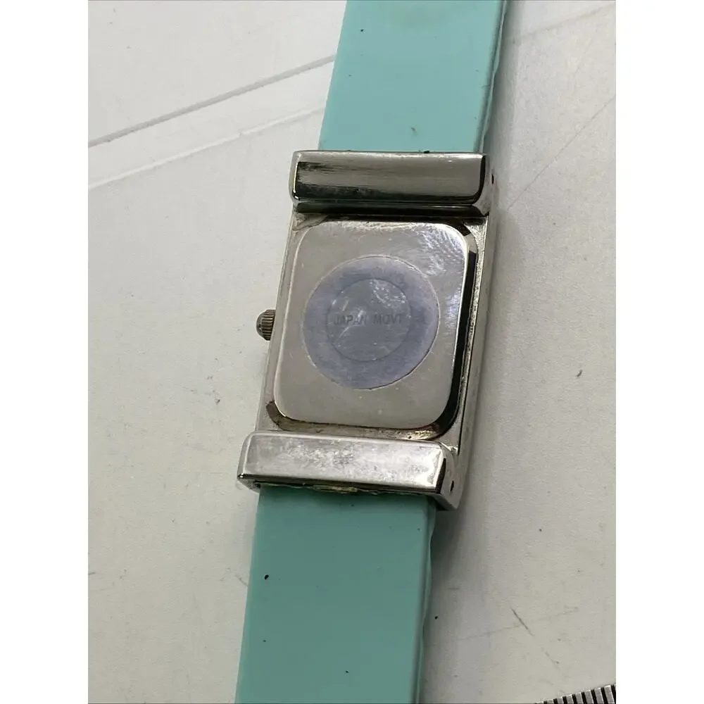 Cannes Womens Silver Teal Band Watch Works New Battery